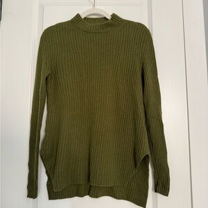 Hugo Boss Olive Green Ribbed Wool and Cashmere Sweater